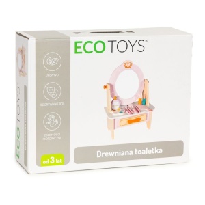 Masuta de toaleta din lemn pentru machiaj, Cu accesorii, Roz, TL812001 - Img 7
