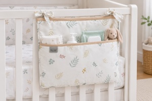 Organizator pentru pătuț copii Tiny Star Harmony, 25×40 cm, bumbac 100%, 3 buzunare - Img 2