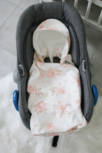 Păturică pentru Bebeluși în Scaun Auto 91×91 cm, Husă de Înfășat cu Glugă, Bumbac, Tiny Star Garden - Img 7