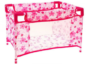 Patut pentru papusi, 49 x 32 x 43 cm, Jokomisiada, Doll Bed Lovely, pliabil, cu husa pentru depozitare, Roz - Img 3