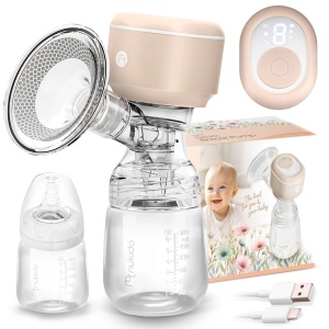 Pompa electrica de san, Nukido, NK-962, wireless, cu 3 faze de aspirare, baterii, modul de stimulare, functie masaj, sticla 180 ml, tetina dinamica, Roz