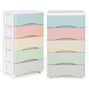 Raft mobil cu recipiente pentru depozitare, Modern Home, 5 sertare, din plastic, multicolor, PJJCBS0024-05C - Img 1
