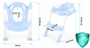 Reductor pentru toaleta, 2in1, cu scara detasabila, antiderapant, Ricokids, Albastru - Img 2