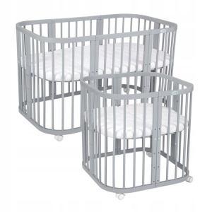 Resigilat - Patut Evolutiv pentru Copii, Multifunctional, 7in1, Saltele Incluse, Waldin, Gri