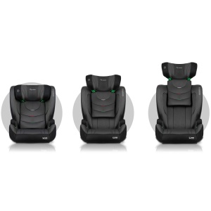 Scaun auto transformabil in inaltator pentru copii, inclinare reglabila, 2 grupe de varsta, 4 - 12 ani, 15-36 kg, inaltime 100 - 150 cm, tetiera reglabila, isofix, ECE R129, Nukido, Louis, Negru/Gri - Img 8