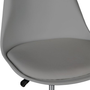Scaun de birou pivotant cu perna, ModernHomen, inaltime reglabila, perna moale, piele ecologica, Dark Grey - Img 6