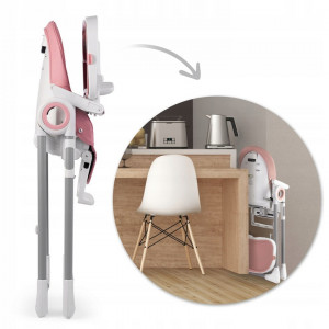 Scaun de masa reglabil, multifunctional, 3in1, pliabil, inaltime reglabila, spatar reglabil, pozitie de somn, tava detasabila, Nukido, Belo, Roz - Img 4