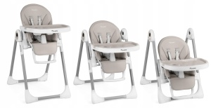 Scaun de masa reglabil, multifunctional, 3in1, pliabil, inaltime reglabila, spatar reglabil, pozitie de somn, tava detasabila, Nukido, Belo, Gri - Img 8