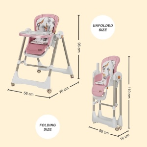 Scaun de masa reglabil, multifunctional, 3in1, transformabil in leagan, Craft, C2-015, Roz - Img 12