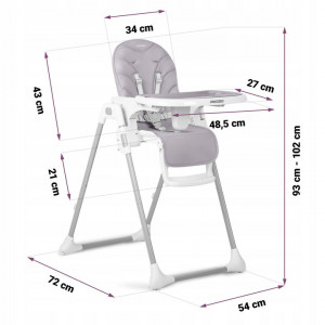 Scaun de masa reglabil, Ricokids, Tulo, spatar rabatabil, tava detasabila, suport pentru picioare, inaltime ajustabila, Grey Heather - Img 7