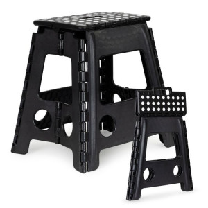 Scaun plabil, taburet din plastic rezistent, sarcina 120 kg, polipropilena, ModernHome, PJJFS004-C, Negru - Img 5
