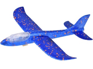 Set 2 in 1 Avion din spuma, Styrofoam Glider Plane, cu lumini LED si Pistol pentru propulsare, ShootPlay Set, Albastru, ZA5000 - Img 2