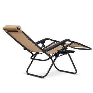 Set 2 Sezlonguri de gradina, Sofotel, ChillWell, 162 x 110 x 64 cm, textilen impermeabi, cadru din otel, pliabile, ajustabile, cu tetiera, cotiere, masuta bauturi, buzunar pentru telefon, sarcina 150 kg, culoare bej - Img 3