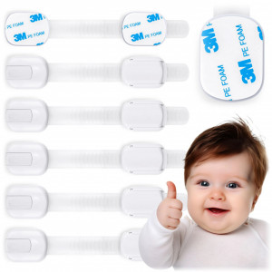 Set 6 Incuietori Pentru Dulapuri, Ricokids, 798100, protectie pentru copii, autoadezive, reglabile