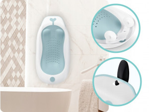Set - Cadita de baie pliabila pentru bebelusi, cu termometru LCD, suport antiderapant, Ricokids, Albastra, cu Insertie anti-alunecare pentru cadita de baie bebelusi, fixare cu ventuze, Ricokids, Albastra - Img 8