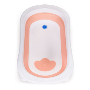 Set - Cadita pliabila pentru bebelusi, cu Dop Senzor de temperatura, suport antiderapant, Ecotoys, HA-B27 PINK + Perna pentru cadita bebelusi, moale, uscare rapida, curele reglabile, Ricokids, 45 x 32 cm - Img 5