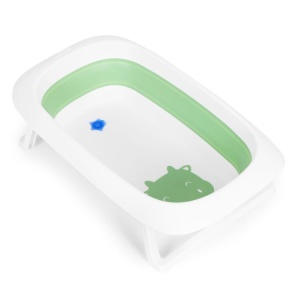 Set - Cadita pliabila pentru bebelusi, cu Dop Senzor de temperatura, suport antiderapant, Ecotoys, HA-B31Green, cu Perna pentru cadita, Ricokids - Img 3