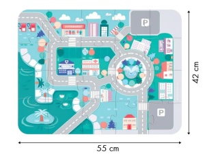 Set Covoras Pentru Copii, 55 x 42 cm, tip puzzle, cu Blocuri de Construit, Ecotoys, City, 115 piese - Img 3