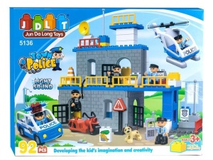 Set de construit ,92 piese, Blocuri, Figurine, Politie, Masina, Elicopter, Caine , ZA2112 - Img 4