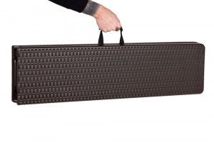 Set Masa de Gradina + 2 Banci, pentru 8 persoane, 179 cm x 74 cm, 180 cm x 25 cm, pliabile, textura rathan, Modern Home, Brown - Img 8