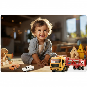 Set masinuta de jucarie, XXL, camion de remorcare, 5 masinii, Ricokids, RK-760, sunete realiste, lumini LED, rampa de coborare, tractiune fata, alimentare pe baterii - Img 8