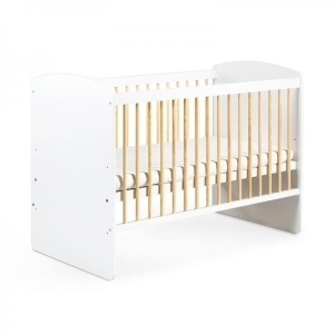 Set Patut copii din lemn KLUPS KAROLINA II Alb-Natur, cu Saltea MyKids, Cocos, 120 x 60 x 10 cm - Img 2