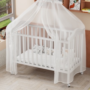 Set Patut din lemn cu laterala culisanta, Craft, WBB2024-1, Alb, cu Saltea MyKids 120 x 60 x 10 cm - Img 9