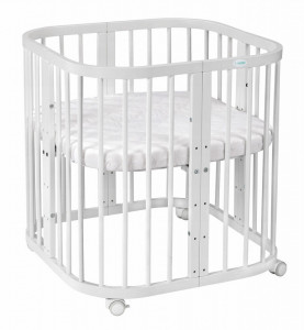 Set Patut Evolutiv pentru Copii, Multifunctional, 7in1, cu Saltele, Baldachin, Lenjerie si Aparatori Laterale, Transformabil, Masa de Schimbat, Co-Sleeping, Tarc de Joaca, Birou, Scaune, Waldin, Alb, Echipament Alb, 88 - Img 2