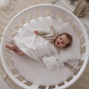 Set Patut Oval Evolutiv pentru Copii, Multifunctional, Waldin, 7in1, cu Sistem de Leganare, Saltele Incluse, Culoare Alba - Img 8