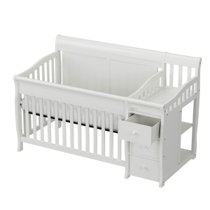Set Patut pentru Copii, 3 in 1, Co-sleeping, cu Sertare si Masa de Schimbat, din Lemn de Pin Solid, Craft, 159 x 74 x 100 cm, Alb, cu Saltea MyKids 120 x 60 x 10 cm - Img 13