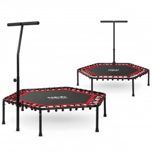 Trambulina de Fitness, Hexagonala, cu Maner, Neo-Sport, 127 cm, greutate maxima 100 kg, Negru/Rosu - Img 5