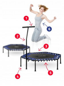 Trambulina de Fitness, Hexagonala, cu Maner, Neo-Sport, 127 cm, greutate maxima 100 kg, Negru/Albastru - Img 7