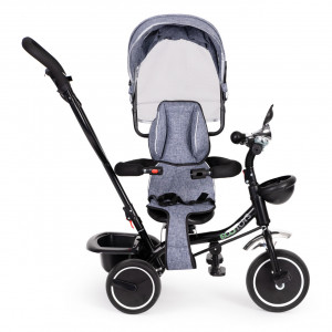Tricicleta pentru copii, Ecotoys, cu scaun rotativ, control parental, elemente detasabile, Gri - Img 3