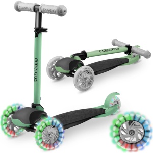 Trotineta de echilibru pentru copii, Ricokids, Loco, cu 3 roti, lumini LED, pliabila, ghidon reglabil, pana la 25 kg, Verde, 765107 - Img 1