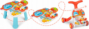 Antemergator interactiv cu 4 roti, transformabil in Masuta interactiva pentru activitati, cu panou de jucarii, sunete cu reglarea volumului, Ricokids 4in1 Rosu, 781001 - Img 8