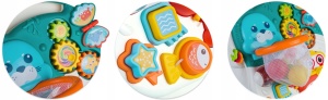 Antemergator interactiv cu 4 roti, transformabil in Masuta interactiva pentru activitati, cu panou de jucarii, sunete cu reglarea volumului, Ricokids 3in1 Albastru, 781000 - Img 8