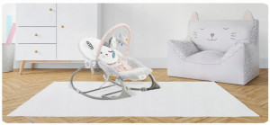 Balansoar pentru copii, cu vibratii, 2 trepte de inclinare, bara de jucarii, Nukido, Roz - Img 2
