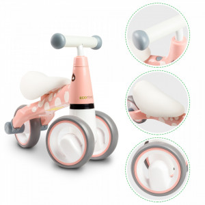 Bicicleta de echilibru, cu 3 roti, pentru interior / exterior, Ecotoys, Flamingo, pentru copii, 12 - 36 luni, sarcina maxima 20 kg - Img 3