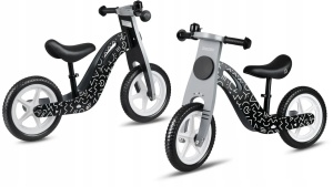 Bicicleta de echilibru din lemn pentru copii, scaun din spuma, roti 12 inchi, Ricokids, Veltino, 7615, Neagra - Img 5