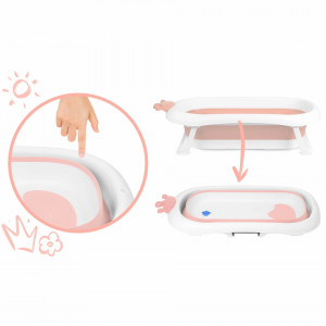 Cadita pliabila pentru bebelusi, cu Dop Senzor de temperatura, suport antiderapant, Perna Reductoare, Ricokids, 728000, Roz - Img 7