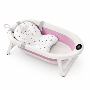 Cadita pliabila pentru bebelusi, cu Termometru digital, Perna Reductoare, Craft, CFB-001, Roz