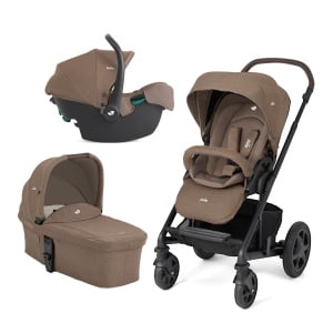 Carucior pentru copii multifunctional 3 in 1 Joie Chrome DLX Toffee (Carucior Chrome DLX + Landou Toffee + Scoica i-Snug 2 Toffee)
