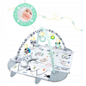 Covoras educational pentru copii, interactiv, multifunctional, cu oglinda, 110 x 100 cm, Ricokids, Rabit - Img 5