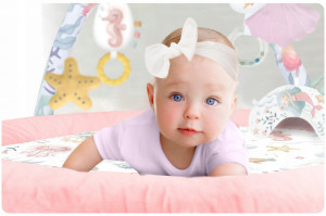 Covoras educativ pentru copii, multifunctional, pereti babynest, 7 jucarii interactive, oglinda, Nukido, 97 x 78 cm, Ocean Pink - Img 8
