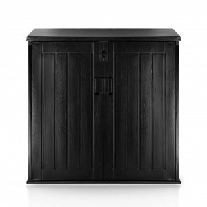 Cutie de depozitare pentru gradina, Plonos, 116 x 112,5 x 71 cm, 775 litri , panouri PP, rezistenta, Neagra - Img 5