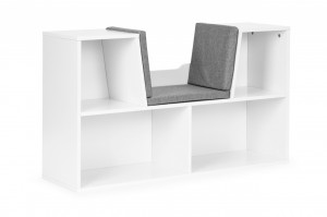 Dulap tip biblioteca multifunctionala, cu scaun, pentru copii, Ecotoys, 102x30x61 cm, Alb - Img 2