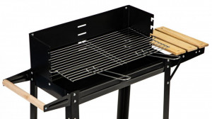 Gratar de gradina mobil cu carbune, raft de lemn si posibilitate reglare, 50 x 34 cm, Modern Home. - Img 4