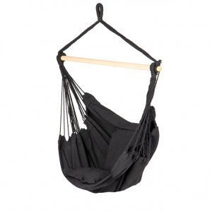Hamac Brazilian De Gradina Tip Scaun, 130 x 96 cm, Cu 2 Perne, Bumbac/Poliester, Sarcina Max 150 kg, Pentru Casa si Gradina, Modern Home, Negru - Img 6