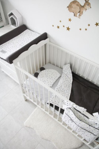 Husă pentru saltea de înfășat bebe 50×70 cm, din bumbac, cu elastic, Tiny Star Confetti Graphite - Img 6