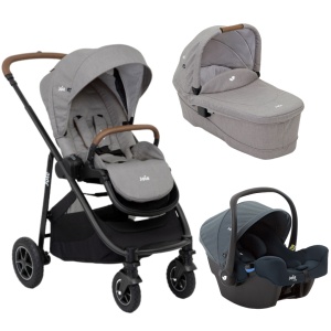 Joie - Carucior pentru copii multifunctional 3 in 1 Versatrax Gray/i-Snug Lagoon (Carucior Versatrax Gray Flannel+ Landou Ramble Gray Flannel+ Scoica i-Snug Lagoon) - Img 1